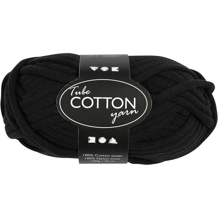 Pelote de fil de coton tubulaire, 45 M, noir, 100gr/ 1 boule