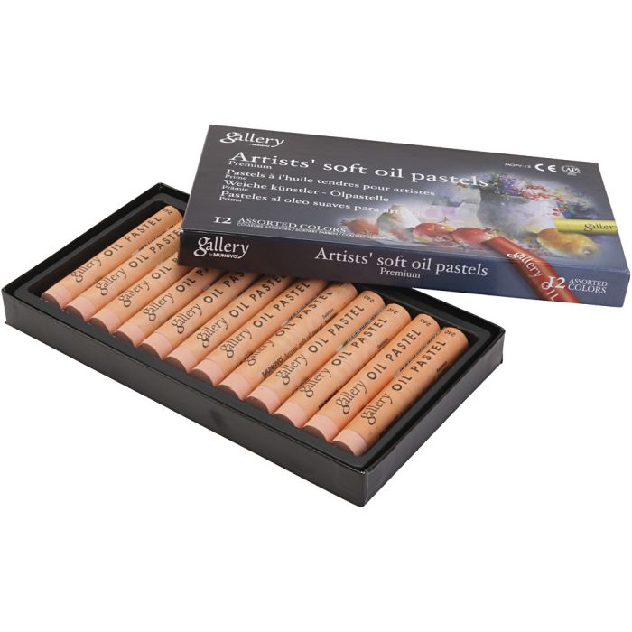 Pastels à l'huile Gallery, L : 7 cm, d 11 mm, ép. 11 mm, saumon, 12 pièces/ 1 Pq.