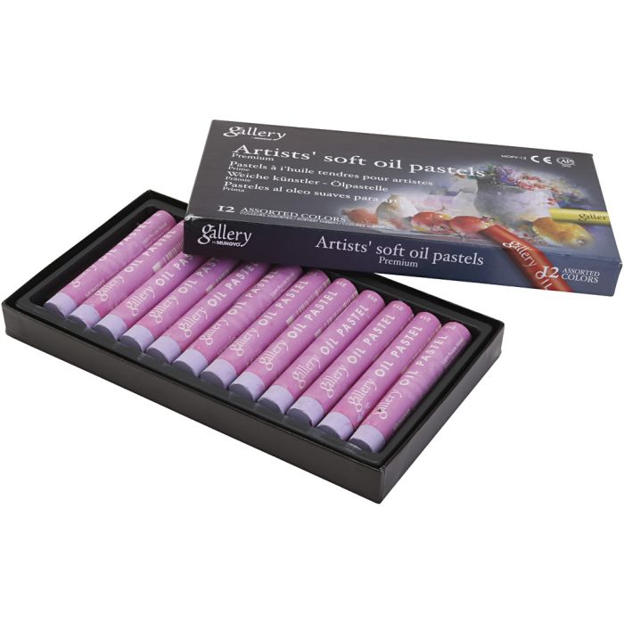 Pastels à l'huile Gallery, L : 7 cm, d 11 mm, ép. 11 mm, mauve clair, 12 pièces/ 1 Pq.