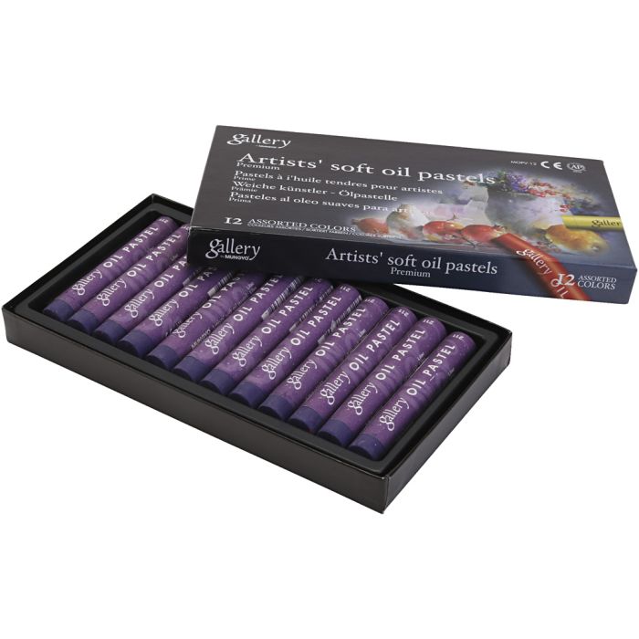 Pastels à l'huile Gallery, L : 7 cm, d 11 mm, ép. 11 mm, violet, 12 pièces/ 1 Pq.