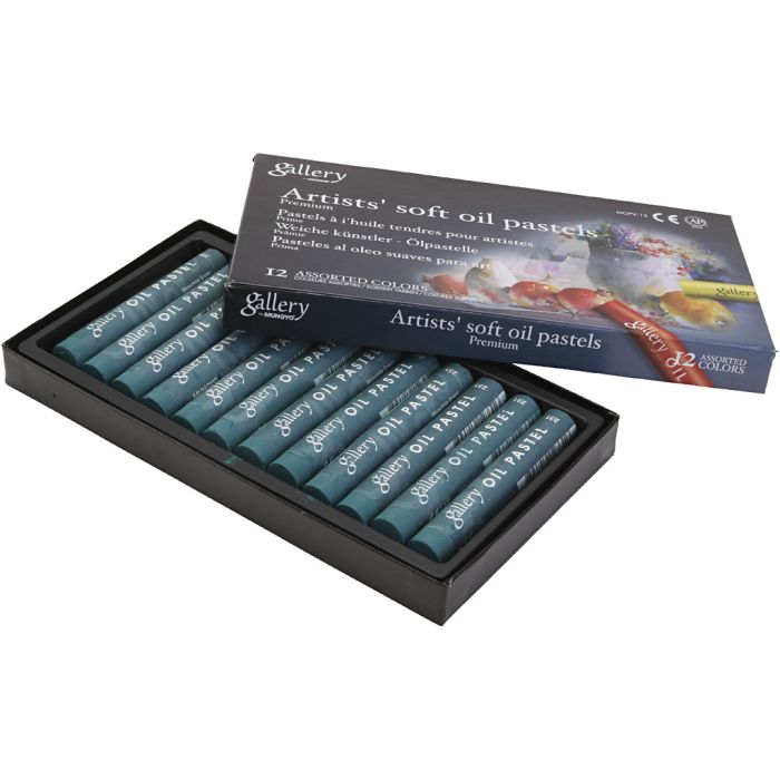 Pastels à l'huile Gallery, L : 7 cm, d 11 mm, ép. 11 mm, malachite green (180), 12 pièces/ 1 Pq.