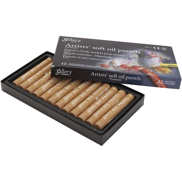 Pastels à l'huile Gallery, L : 7 cm, d 11 mm, ép. 11 mm, ochre, 12 pièces/ 1 Pq.