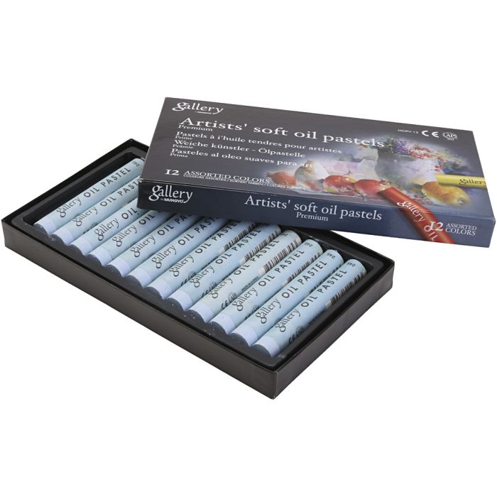 Pastels à l'huile Gallery, L : 7 cm, d 11 mm, ép. 11 mm, gris clair, 12 pièces/ 1 Pq.