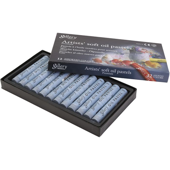 Pastels à l'huile Gallery, L : 7 cm, d 11 mm, ép. 11 mm, gris, 12 pièces/ 1 Pq.