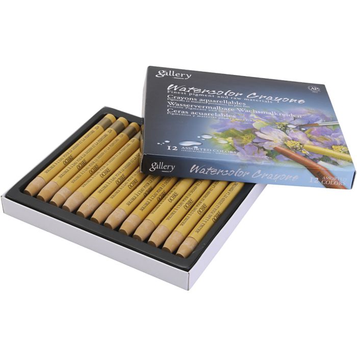 Pastels à la cire aquarellables, jaune ocre, 12 pièces/ 1 Pq.