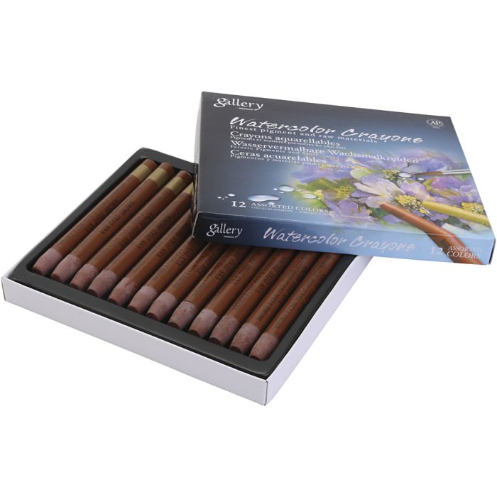 Pastels à la cire aquarellables, brun, 12 pièces/ 1 Pq.