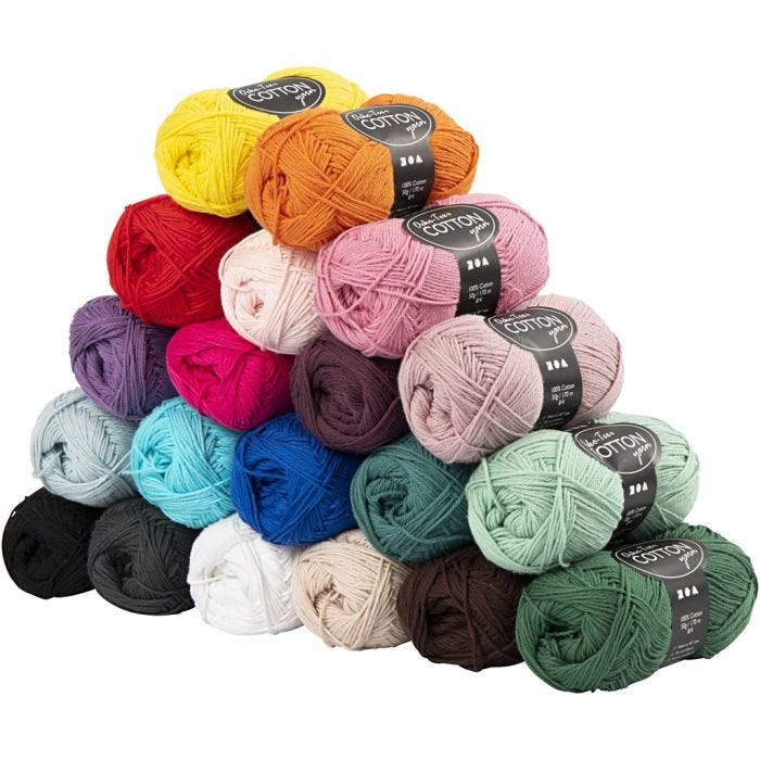 Pelote de fil de coton, 8/4, L : 170 M, Le contenu peut varier , ass. de couleurs, 20x50gr/ 1 Pq.