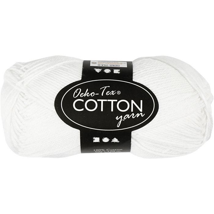 Pelote de fil de coton, 8/4, L : 170 M, blanc, 50gr/ 1 boule