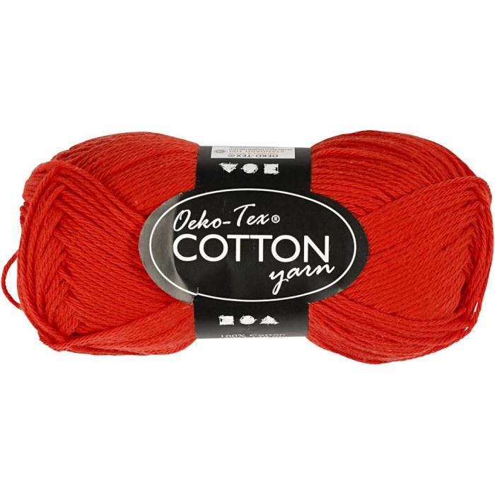 Fil de coton, 8/4, L : 170 M, rouge, 50 gr/ 1 boule