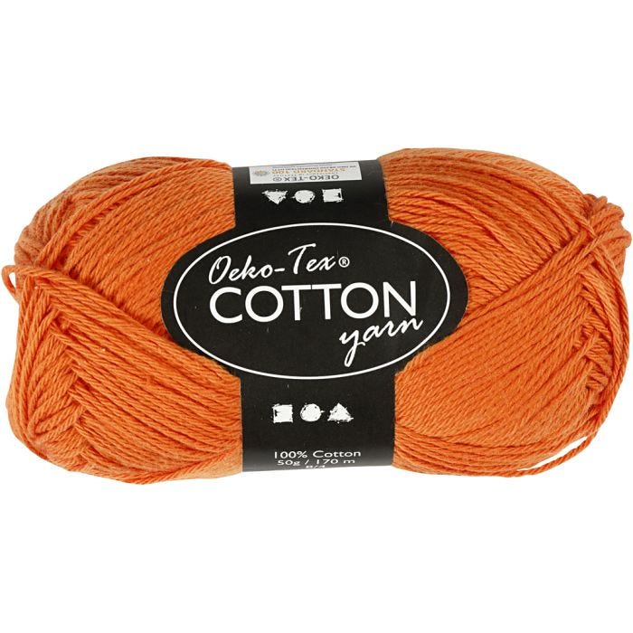 Fil de coton, 8/4, L : 170 M, orange, 50 gr/ 1 boule