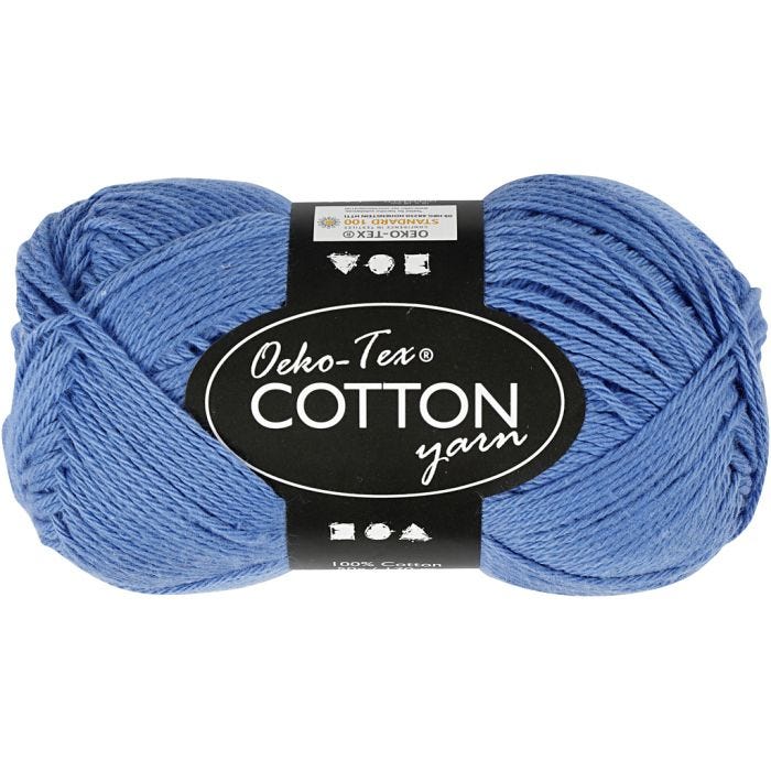 Pelote de fil de coton, 8/4, L : 170 M, bleu, 50gr/ 1 boule