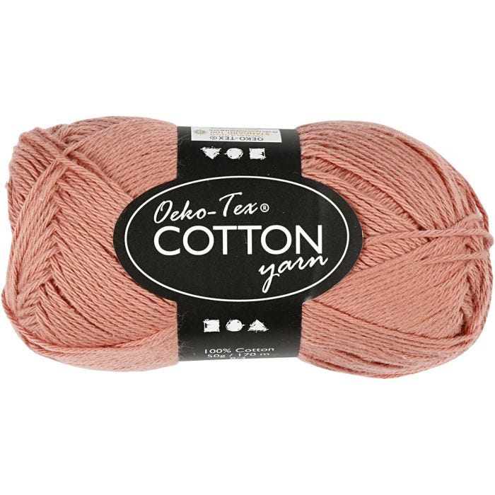 Pelote de fil de coton, 8/4, L : 170 M, rose antique, 50gr/ 1 boule