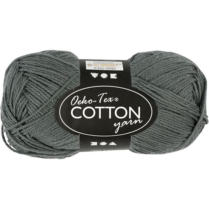 Pelote de fil de coton, 8/4, L : 170 M, gris, 50gr/ 1 boule