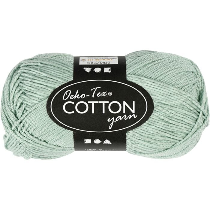 Pelote de fil de coton, 8/4, L : 170 M, vert menthe, 50gr/ 1 boule