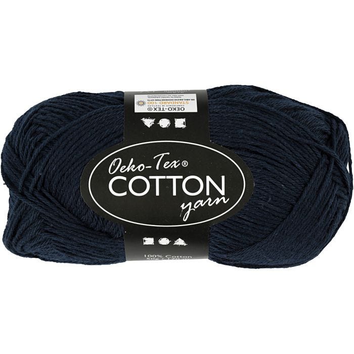 Pelote de fil de coton, 8/4, L : 170 M, bleu foncé, 50gr/ 1 boule