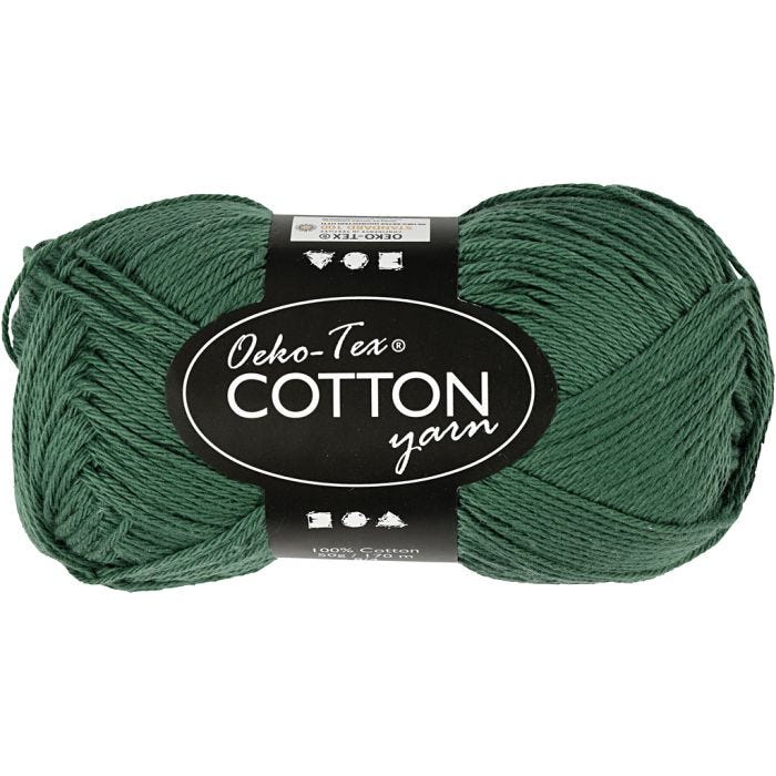 Pelote de fil de coton, 8/4, L : 170 M, vert foncé, 50gr/ 1 boule