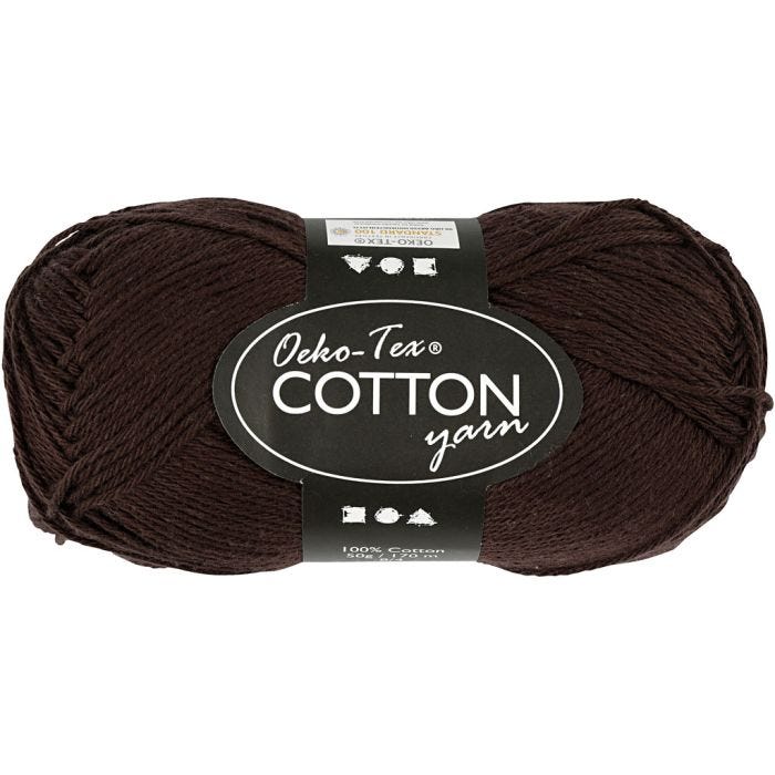Pelote de fil de coton, 8/4, L : 170 M, brun foncé, 50gr/ 1 boule