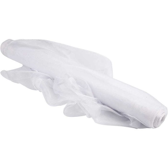 Tissu d'organza, L : 50 cm, blanc, 10 m/ 1 rouleau