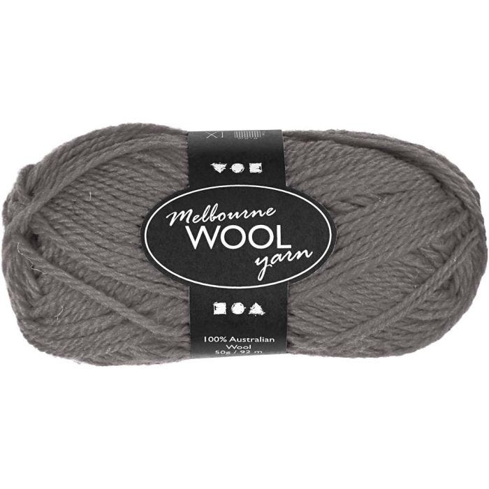 Pelote de laine Melbourne, 92 M, gris, 50gr/ 1 boule