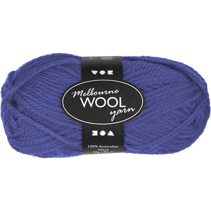 Pelote de laine Melbourne, 92 M, bleu, 50gr/ 1 boule
