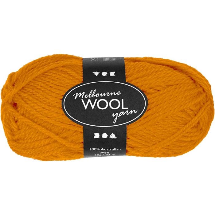 Pelote de laine Melbourne, L : 92 M, ochre, 50gr/ 1 boule
