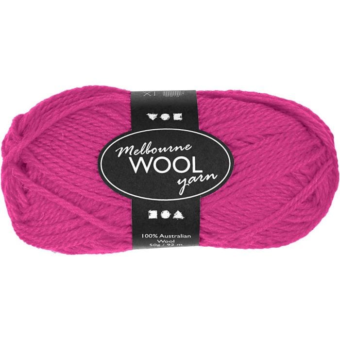 Pelote de laine Melbourne, 92 M, rose néon, 50gr/ 1 boule