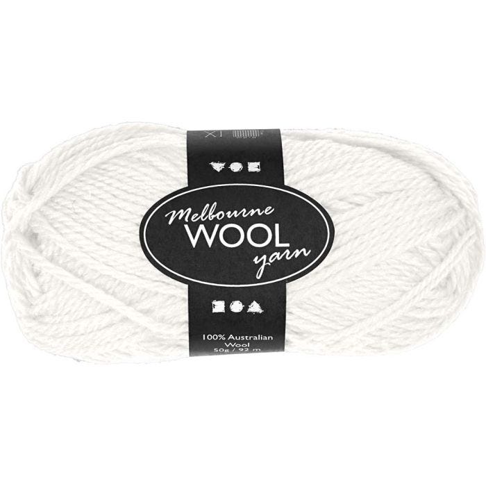 Pelote de laine Melbourne, L : 92 M, blanc cassé, 50gr/ 1 boule