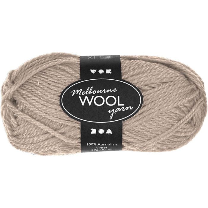 Pelote de laine Melbourne, 92 M, beige, 50gr/ 1 boule