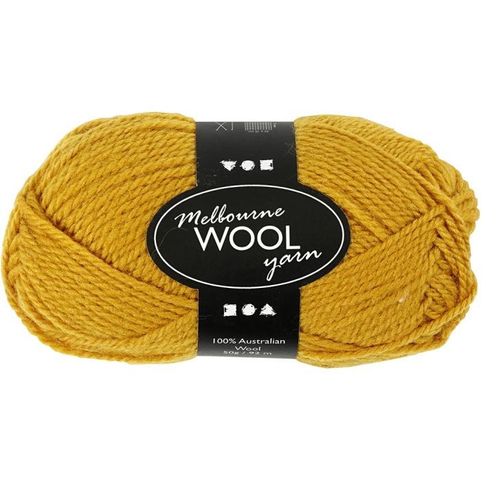 Pelote de laine Melbourne, 92 M, jaune foncé, 50gr/ 1 boule