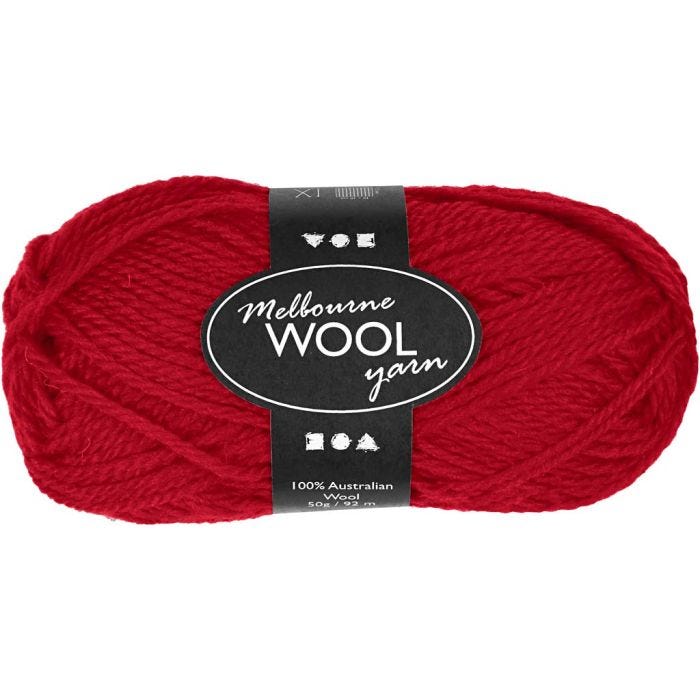 Pelote de laine Melbourne, L : 92 M, rouge, 50gr/ 1 boule