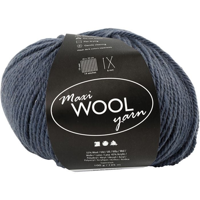 Pelotes de laine, L : 125 M, bleu, 100 gr/ 1 boule