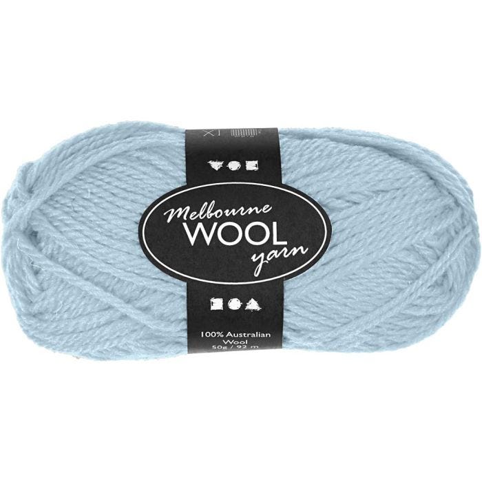 Pelote de laine Melbourne, L : 92 M, turquoise clair, 50gr/ 1 boule