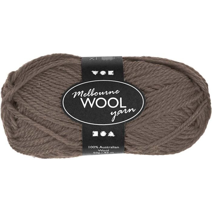 Pelote de laine Melbourne, 92 M, brun gris, 50gr/ 1 boule