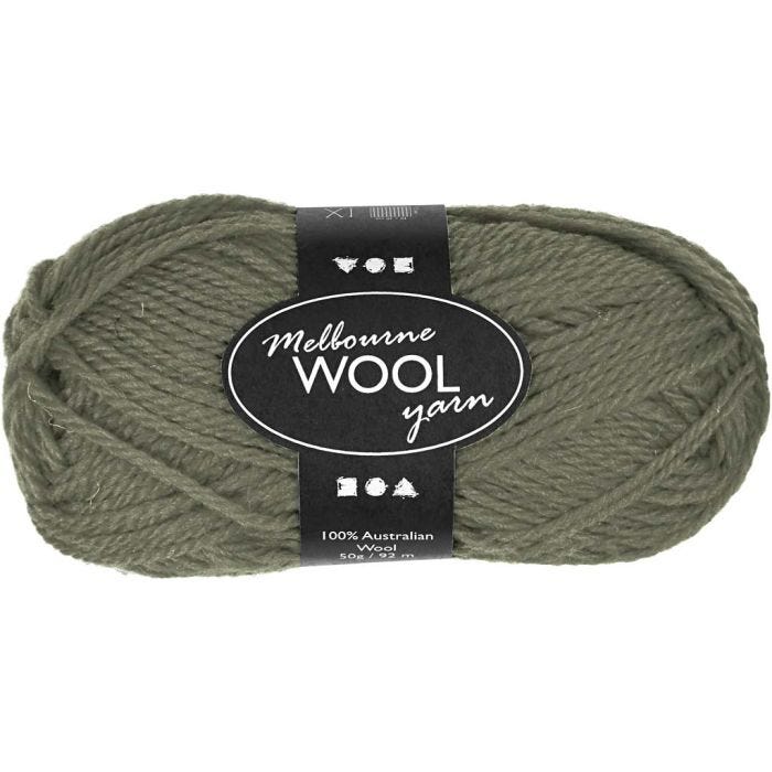 Pelote de laine Melbourne, 92 M, vert foncé, 50gr/ 1 boule