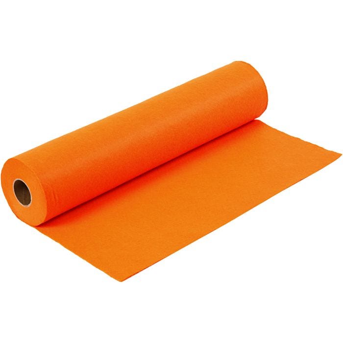 Feutrine synthétique, L : 45 cm, ép. 1,5 mm, 180-200 gr, orange, 5 m/ 1 rouleau