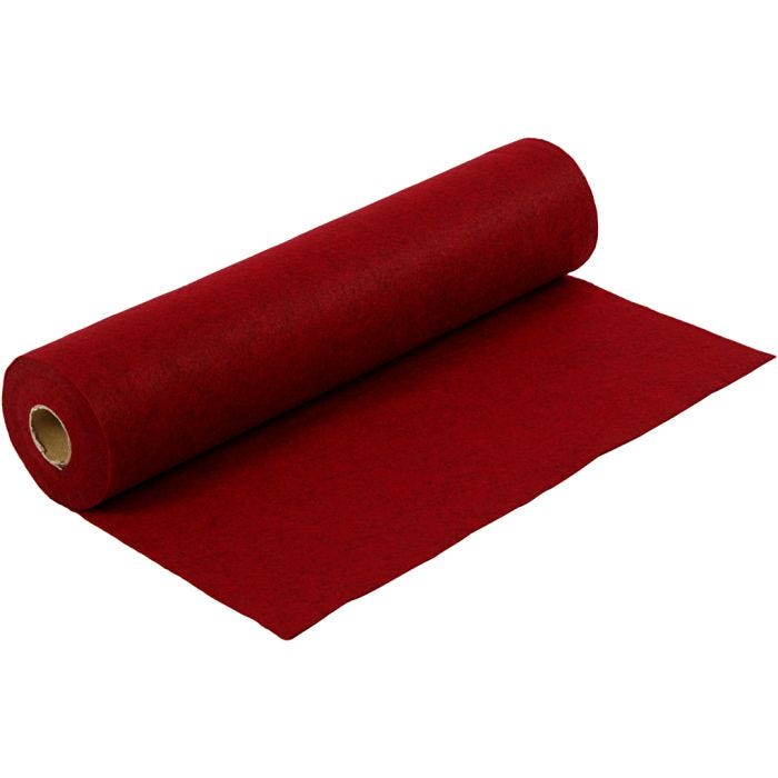 Feutrine synthétique, L : 45 cm, ép. 1,5 mm, texturé, 180-200 gr, rouge, 5m/ 1 rouleau