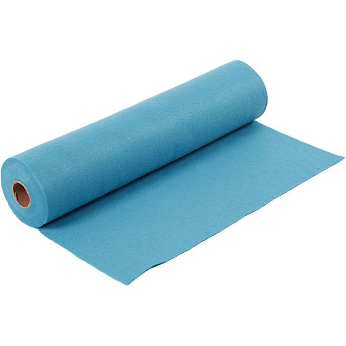 Feutrine synthétique, L : 45 cm, ép. 1,5 mm, 180-200 gr, turquoise, 5m/ 1 rouleau