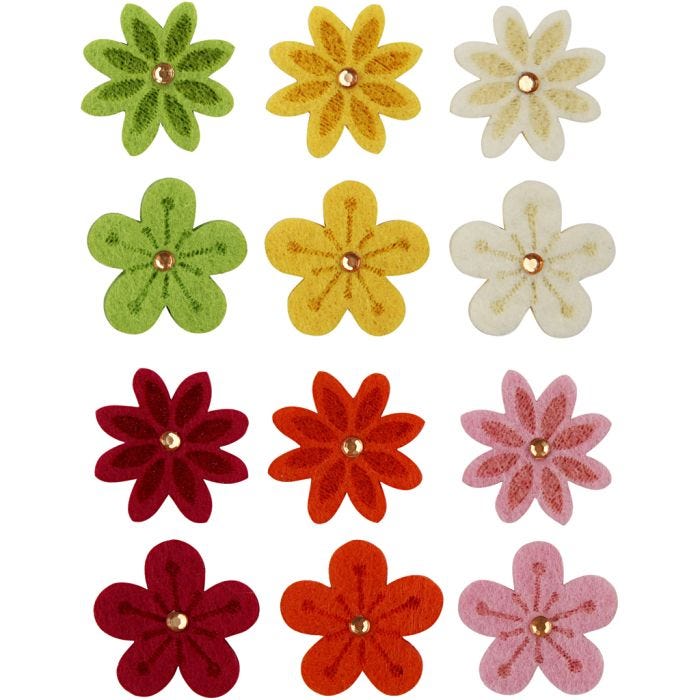 Fleurs en feutre, d 30 mm, ép. 2,5 mm, 120 pièces/ 1 Pq.