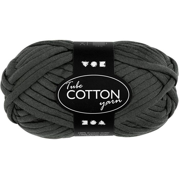 Pelote de fil de coton tubulaire, L : 45 M, gris foncé, 100 gr/ 1 boule