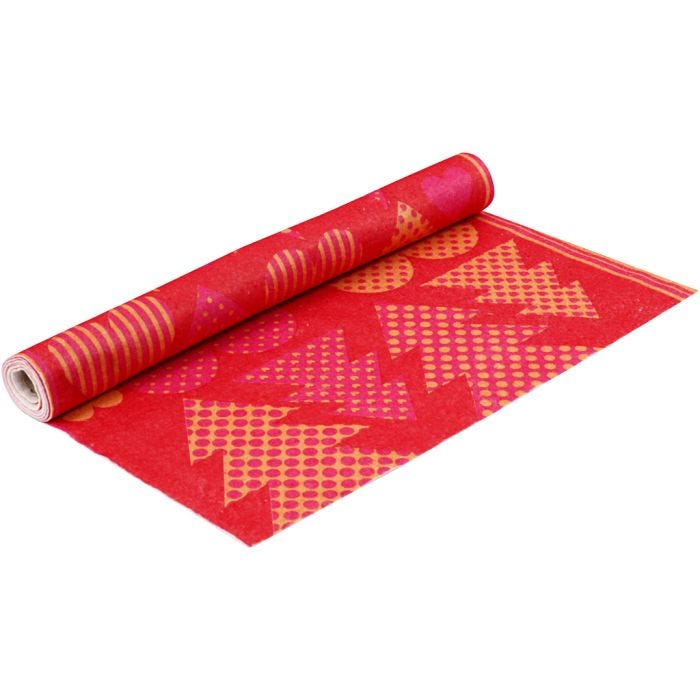 Feutre avec motifs, L : 45 cm, ép. 1,5 mm, 180-200 gr, orange, rouge, 1 m/ 1 rouleau