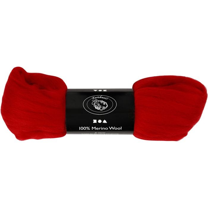 Laine Mérinos, 21 my, rouge cerise, 100gr/ 1 Pq.