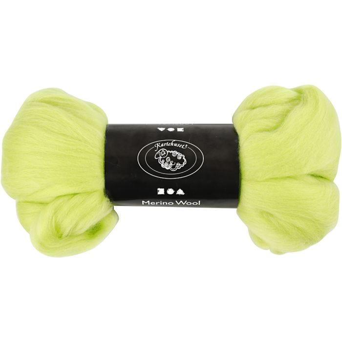 Laine Mérinos, 21 my, vert citron, 100gr/ 1 Pq.