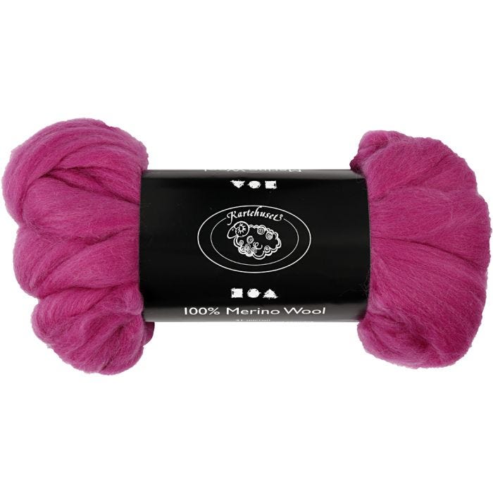 Laine Mérinos, 21 my, violet rouge, 100gr/ 1 Pq.