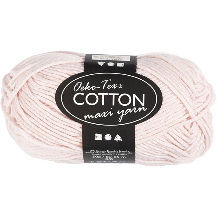 Pelote de fil de coton, dim. 8/8, L : 80-85 M, aiguille 4-4,5, dusty rose, 50 gr/ 1 boule