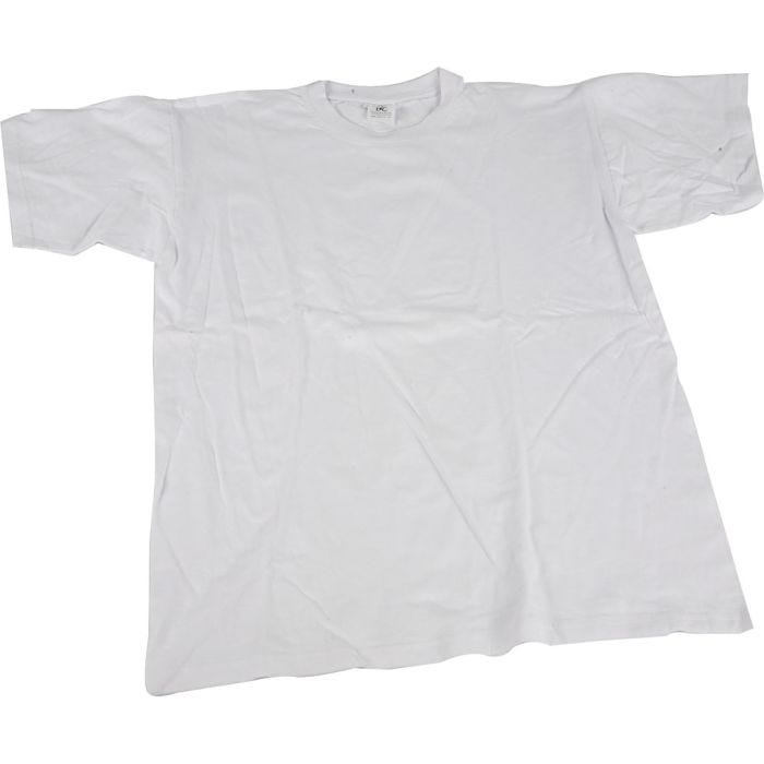 T-shirts, L : 32 cm, dim. 3-4 ans, col rond, 145 gr, blanc, 1 pièce