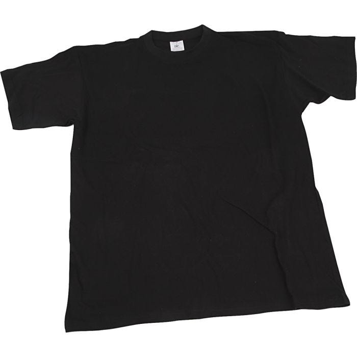T-shirts, L : 52 cm, dim. medium, col rond, 145 gr, noir, 1 pièce