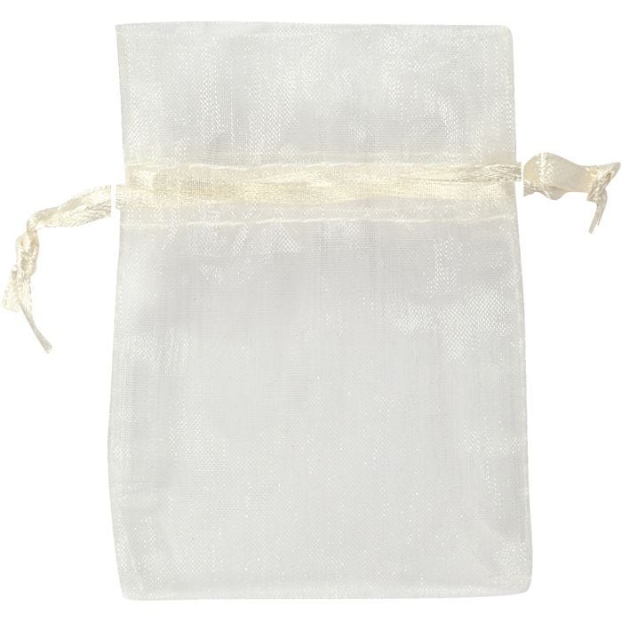 Sacs en organza, 7x10 cm, blanc cassé, 10pièces/ 1 Pq.