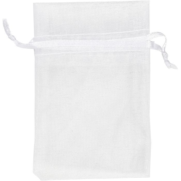 Sacs en organza, 7x10 cm, blanc, 10pièces/ 1 Pq.