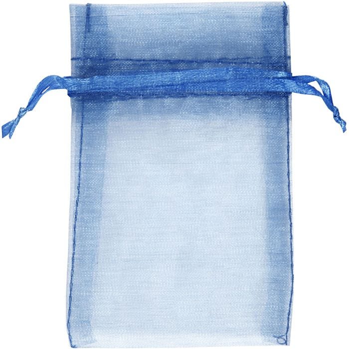 Sacs en organza, 7x10 cm, bleu, 10pièces/ 1 Pq.