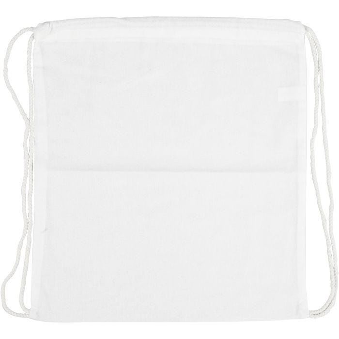 Sac à cordons, dim. 37x41 cm, 130 gr, blanc, 1 pièce